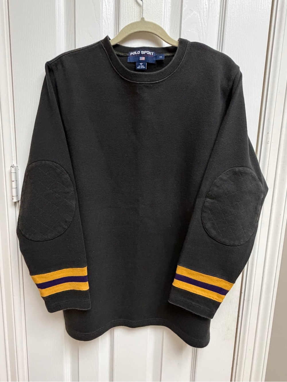 Polo by Ralph Lauren Black Rugby Top with Gold Stripes